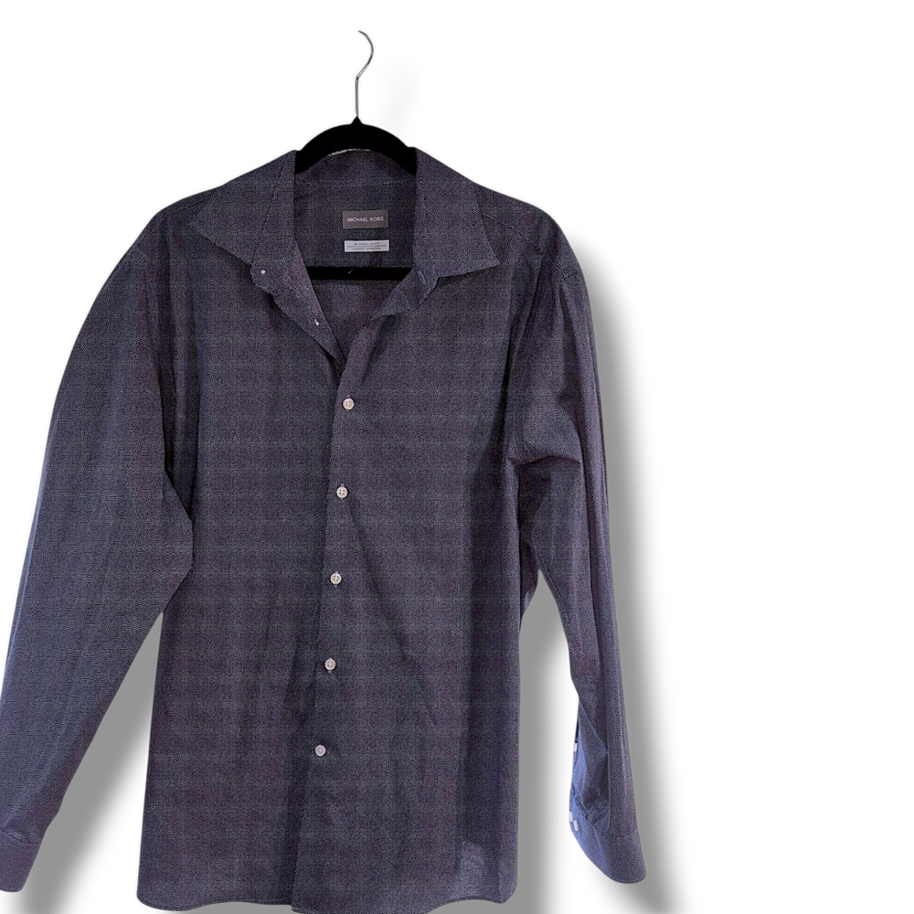 Michael Kors Blue and Gray Casual Button Down Shirt